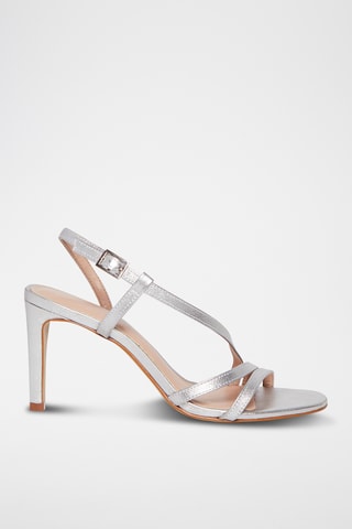 Sandales à talons en cuir Nacre - Doré