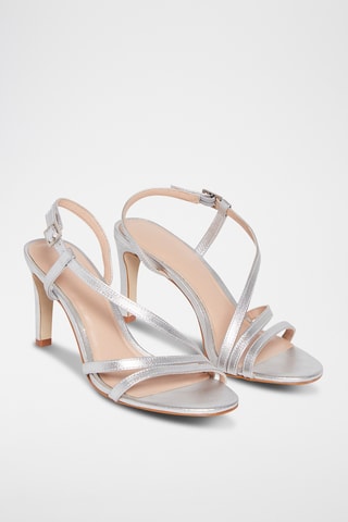 Sandales à talons en cuir Nacre - Doré