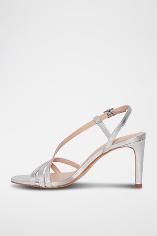 Sandales à talons en cuir Nacre - Doré