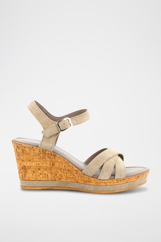 Sandales compensées en nubuck Ofelia - Taupe