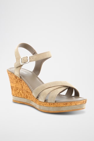 Sandales compensées en nubuck Ofelia - Taupe