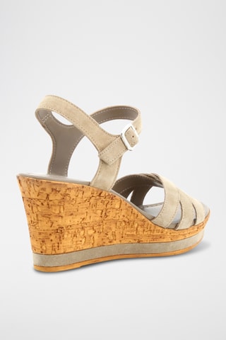 Sandales compensées en nubuck Ofelia - Taupe
