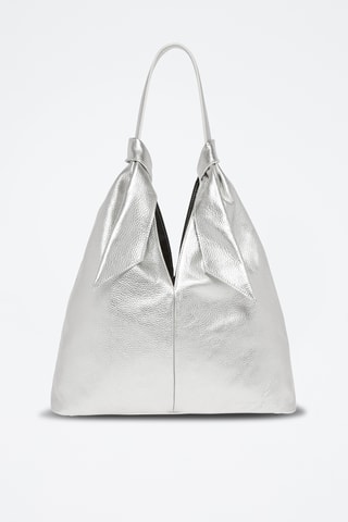 Sac porté épaule en cuir - Argenté