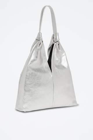 Sac porté épaule en cuir - Argenté