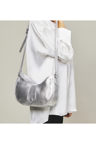 Sac bandoulière en cuir - Argenté