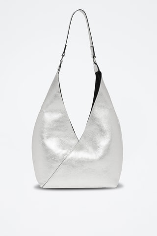 Sac porté épaule en cuir - Argenté