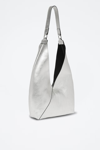 Sac porté épaule en cuir - Argenté