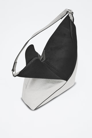 Sac porté épaule en cuir - Argenté
