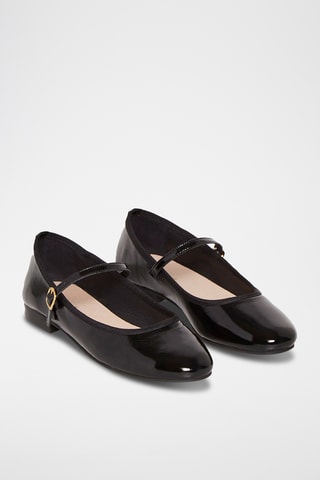 Babies en cuir verni Agathe - Noir