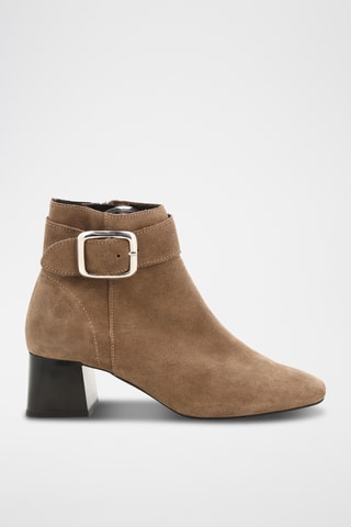 Bottines en croûte de cuir Simone - Taupe
