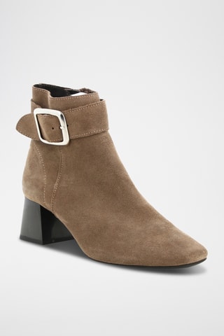Bottines en croûte de cuir Simone - Taupe