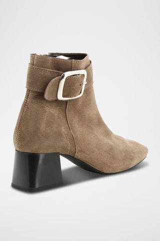 Bottines en croûte de cuir Simone - Taupe