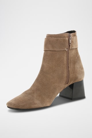 Bottines en croûte de cuir Simone - Taupe
