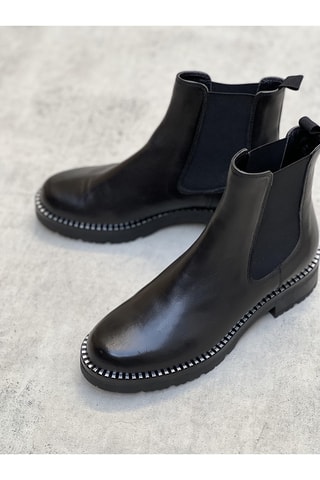 Botins Chelsea em couro Ulrika - Preto
