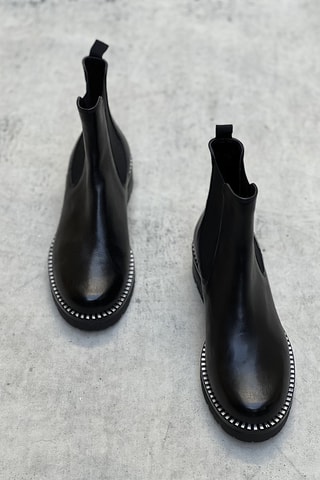 Botins Chelsea em couro Ulrika - Preto