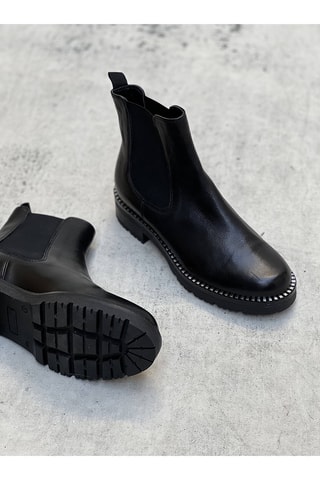 Botins Chelsea em couro Ulrika - Preto