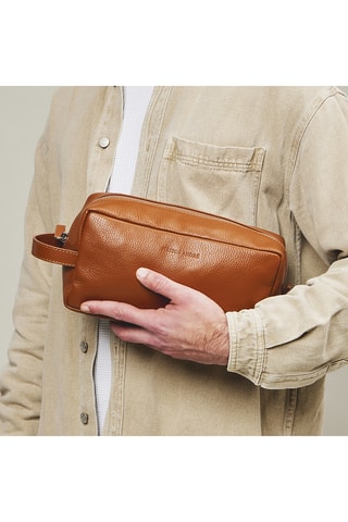 Trousse de toilette en cuir - Marron