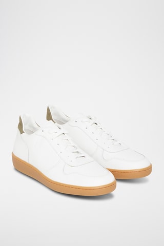 Baskets en cuir Bertrand - Blanc et kaki