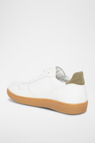 Baskets en cuir Bertrand - Blanc et kaki
