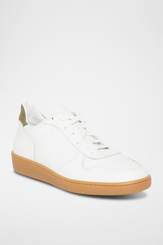 Baskets en cuir Bertrand - Blanc et kaki