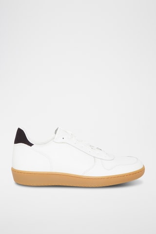 Baskets en cuir Bertrand - Blanc et bleu marine