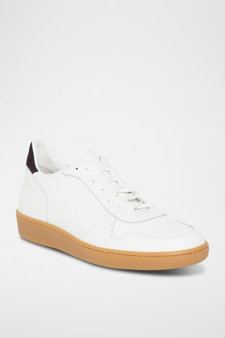 Baskets en cuir Bertrand - Blanc et bleu marine