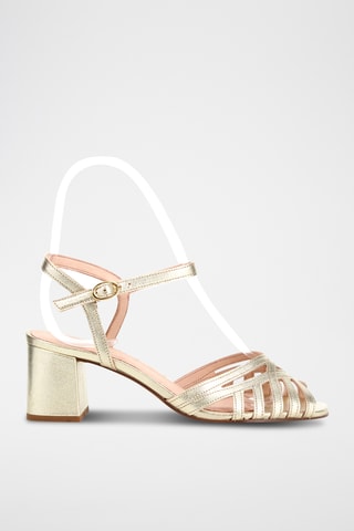 Sandales à talons en cuir de chèvre Carlton - Doré