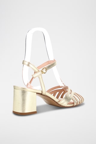 Sandales à talons en cuir de chèvre Carlton - Doré