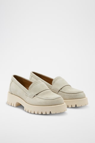 Mocassins en croûte de cuir nubuck Luba - Beige