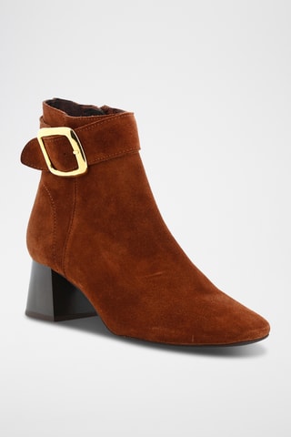 Bottines en croûte de cuir nubuck Simone - Camel