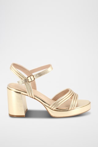 Sandales à talons en cuir Delina - Doré