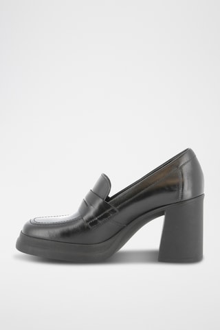 Mocassins à talons en cuir Cleia - Noir