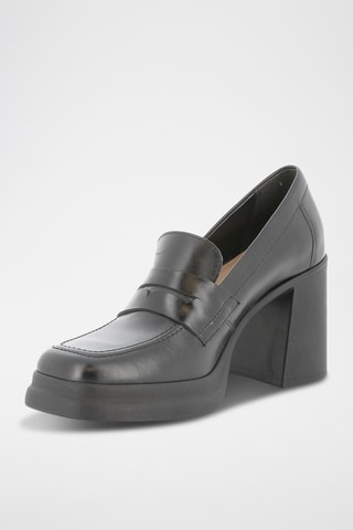 Mocassins à talons en cuir Cleia - Noir