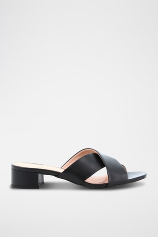 Mules à talons en cuir Bianca - Noir