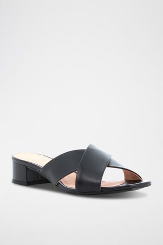 Mules à talons en cuir Bianca - Noir