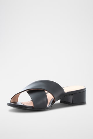 Mules à talons en cuir Bianca - Noir