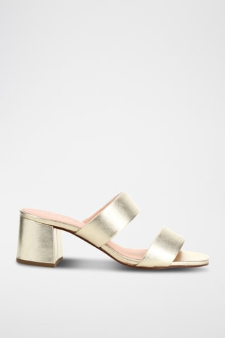 Mules à talons en cuir Melba - Doré