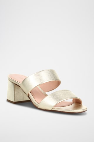 Mules à talons en cuir Melba - Doré