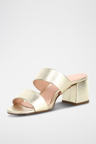 Mules à talons en cuir Melba - Doré