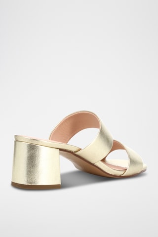 Mules à talons en cuir Melba - Doré