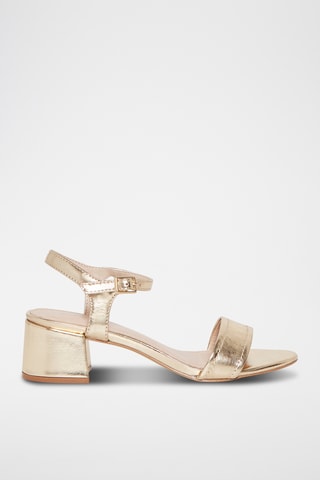 Sandales à talons en cuir Infaillible - Doré