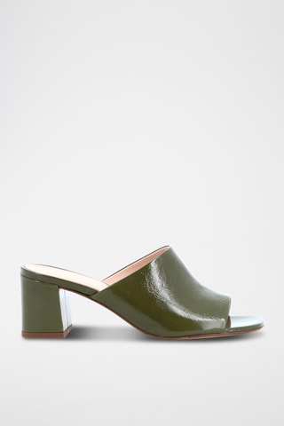 Mules à talons en cuir Ziggy - Kaki