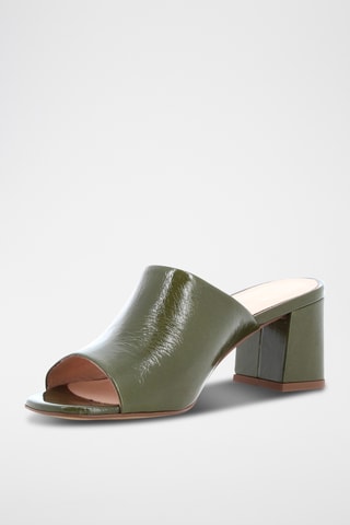 Mules à talons en cuir Ziggy - Kaki
