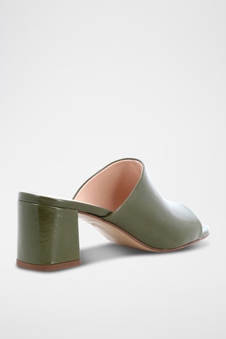 Mules à talons en cuir Ziggy - Kaki