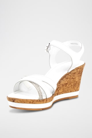 Sandales compensées en cuir Alessa - Blanc