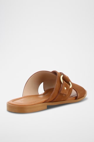 Mules en croûte de cuir nubuck Talia - Camel