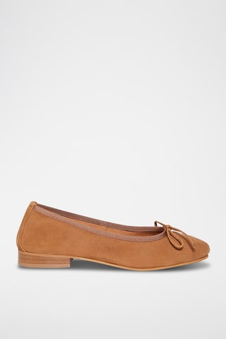 Ballerines en cuir de chèvre nubuck Polly - Camel