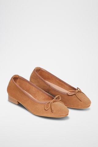 Ballerines en cuir de chèvre nubuck Polly - Camel