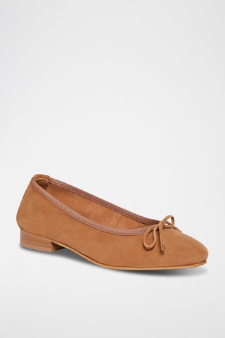 Ballerines en cuir de chèvre nubuck Polly - Camel