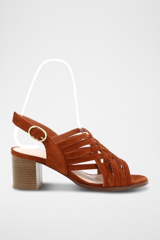 Sandales à talons en cuir de chèvre nubuck Paolina - Camel